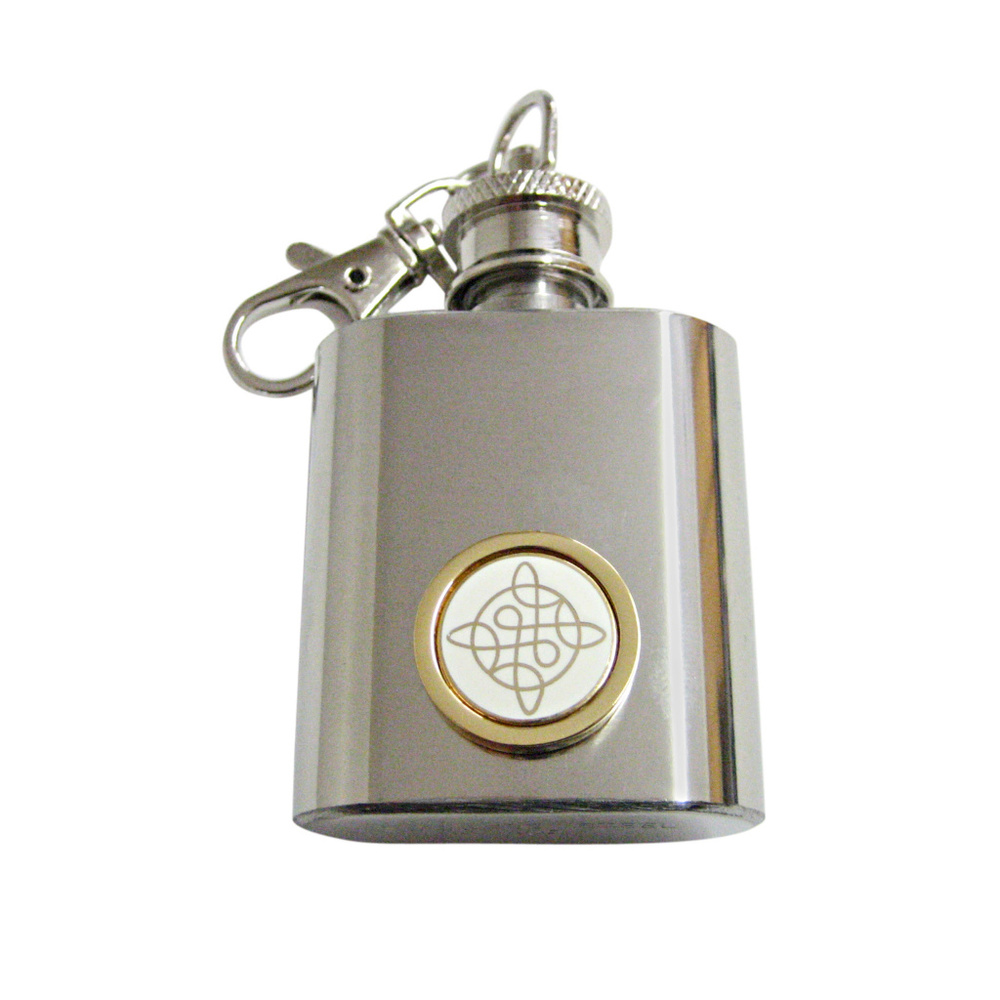 Gold Toned Celtic Design Keychain Flask